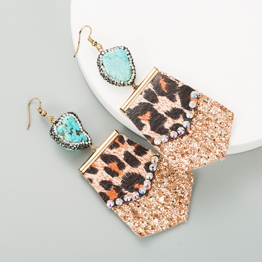 Leopard leather earrings
